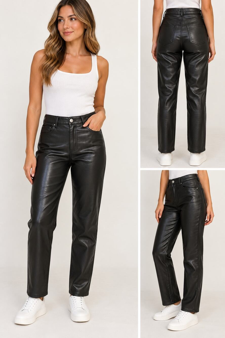 Wilfred Aritzia Black Faux Leather Straight Leg Pants Size 6 Vegan Leather